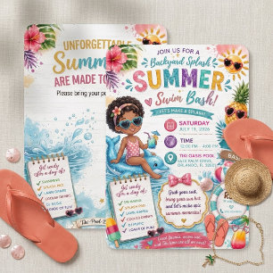 Invitation Oasis Tropical Tiki Rétro pour Anniversaire de Nat