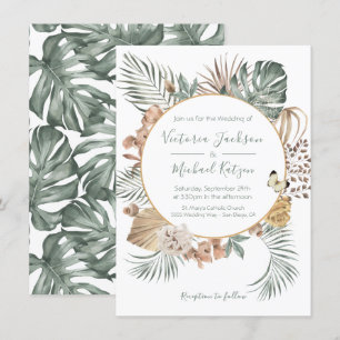Invitation Oasis tropicale Mariage moderne Palm Wreath