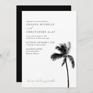 Invitation Oaxaca Mariage noir et blanc Forme Mexique