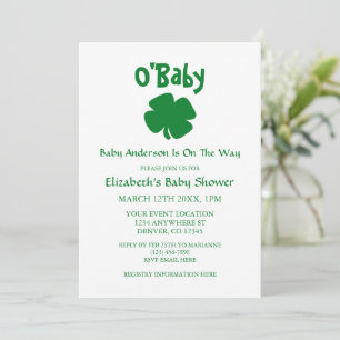 Invitation O'Baby St Patrick's Day Baby shower