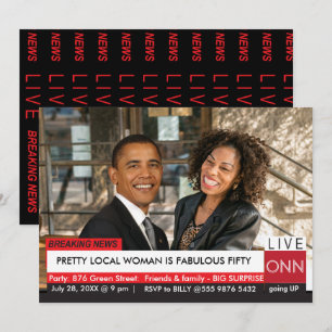 Invitation Obama 50ème anniversaire femmes amusantes TV News