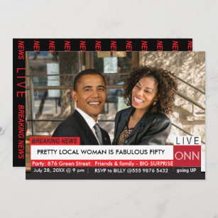 Invitation Obama 50ème anniversaire femmes amusantes TV News