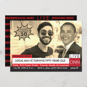 Invitation Obama Mens Funny TV News 50e anniversaire