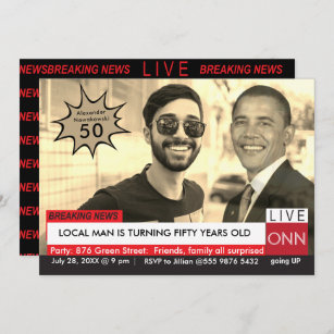 Invitation Obama Mens Funny TV News 50e anniversaire