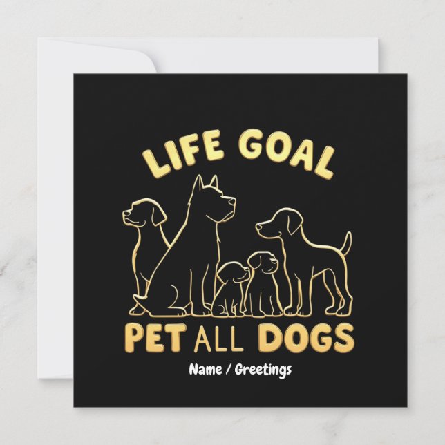 Invitation Objectif de vie caresser tous les chiens Un amour  (Devant)