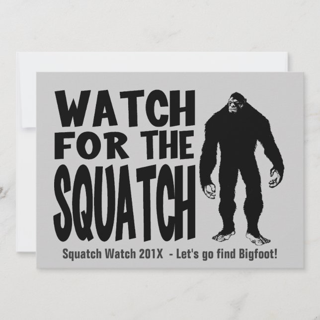 Invitation Observez pour l'invitation de chasse de Squatch (Devant)