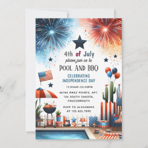 Invitation Obtenez Bbq Rouge Blanc Bleu Usa Drapeau 4 juillet