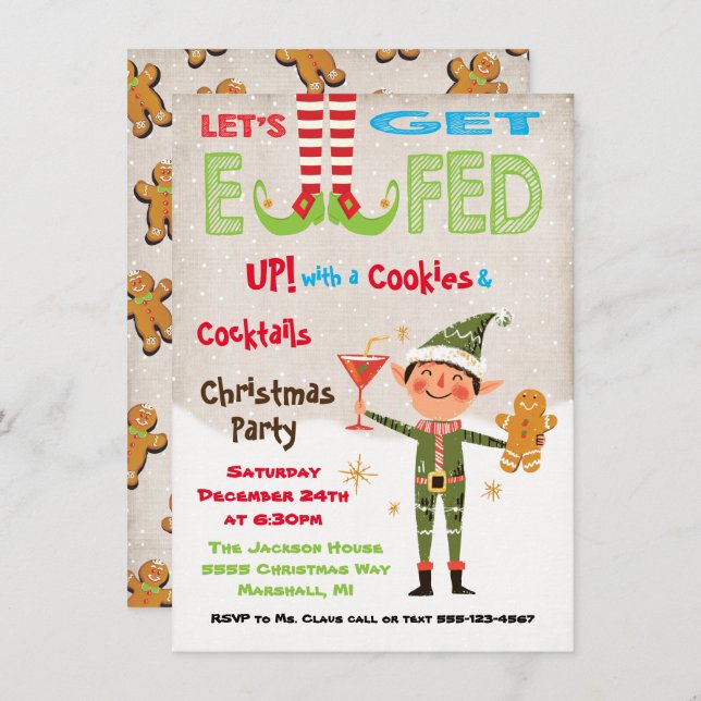 Invitation Obtenez Elfed up Cookies and Cocktails Party (Devant / Derrière)