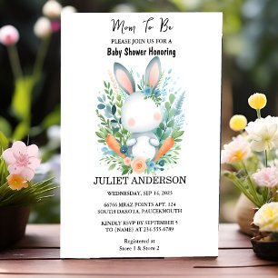 Invitation Obtenez maman être Oar Hop Blue Pink Bunny Baby sh