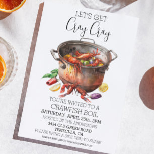 Invitation Obtenir Cray Cray Crawfish Boire fruits de mer
