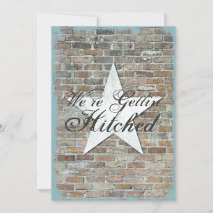 Invitation Obtenir Hitched Rustic Star Brick Wedding Invite