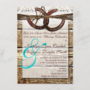 Invitation Obtenir Hitched Wood Horseshoes Mariage Invite