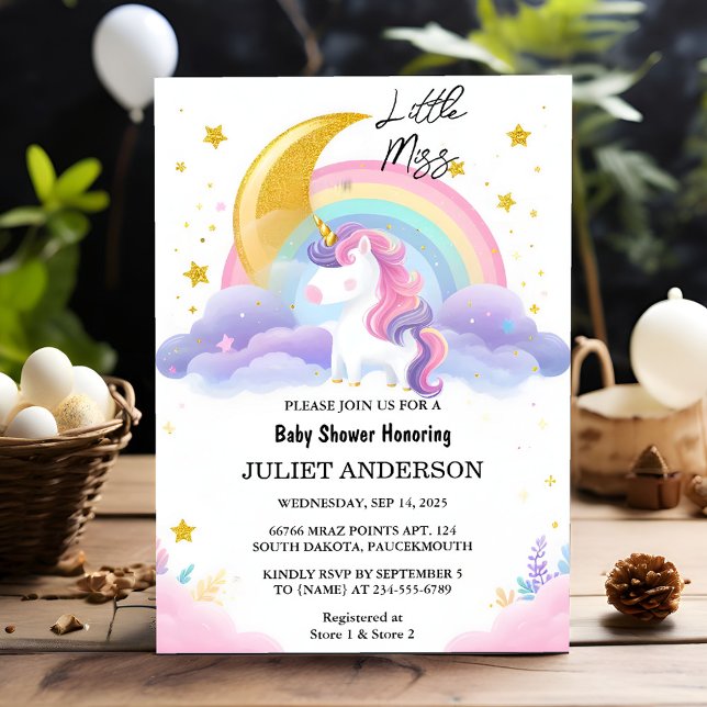 Invitation Obtenir l'espace lumineux Royal Pony Unicorn bébé  (Créateur téléchargé)