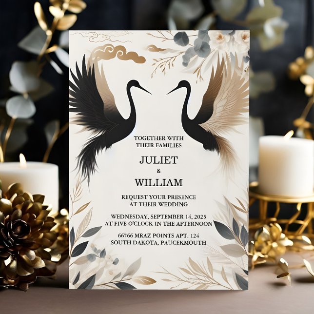 Invitation Obtenir Plumes Russe Asiatique Sky Cloud Crane Mar (Créateur téléchargé)