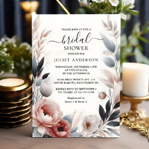Invitation Obtenir Soie rose Boho Peony Dusty Fête des mariée