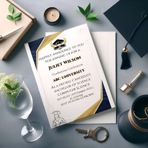 Invitation Obtenir un diplôme de l'université noire élégant d