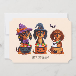 Invitation Obtenons des chiens de Dachshund Éffrayants Hallow
