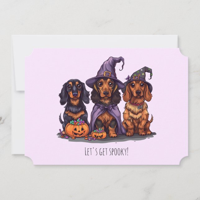 Invitation Obtenons des chiens de Dachshund Éffrayants Hallow (Devant)
