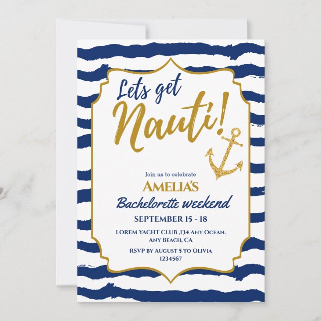 Invitation Obtenons nauti côtier Bachelorette Week-end (Devant)