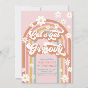 Invitation Obtenons Super Boho Daisy Rainbow Anniversaire