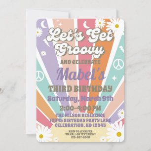Invitation Obtenons Super Hippy Sun & Daisy Girls Anniversair