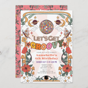 Invitation Obtenons Super Psychedelic Retro Girl Anniversaire