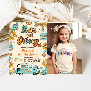 Invitation Obtenons Super Retro Arc-en-ciel 6e anniversaire