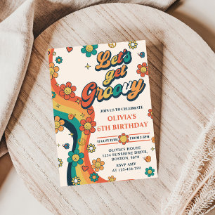 Invitation Obtenons Super Retro Arc-en-ciel 6e anniversaire