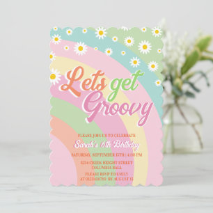 Invitation Obtenons Super Retro Daisies 6e anniversaire