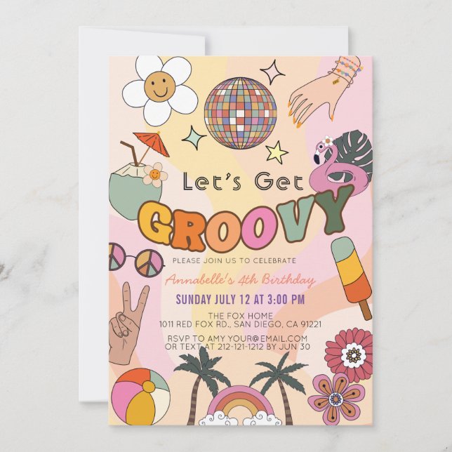 Invitation Obtenons Super Retro Girl Anniversaire (Devant)