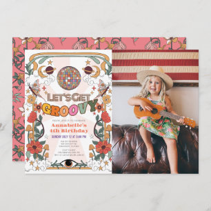 Invitation Obtenons Super Retro Photo Girl Anniversaire