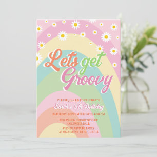 Invitation Obtenons Super Retro Rainbow Floral 5e anniversair