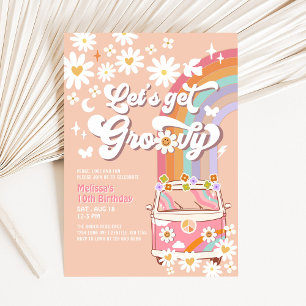 Invitation Obtenons Super rose Super Van Daisy Anniversaire