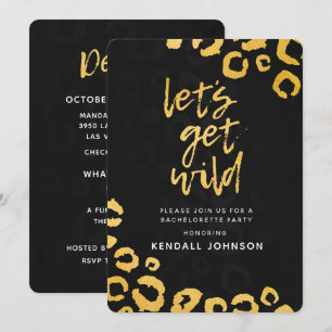 Invitation Obtenons Wild Black and Gold Leopard Bachelorette