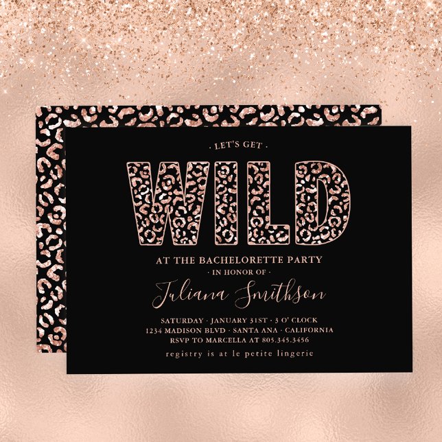 Invitation Obtenons Wild Rose Gold Leopard Bachelorette Invi (Créateur téléchargé)