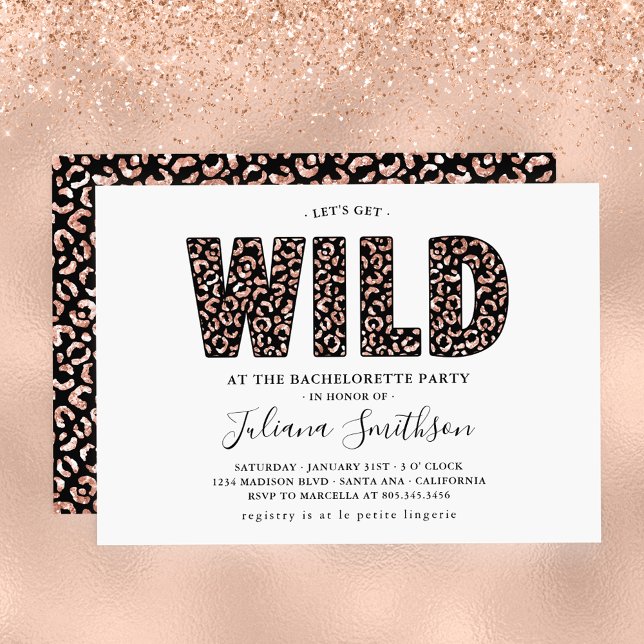 Invitation Obtenons Wild Rose Gold Leopard Bachelorette Invi (Créateur téléchargé)