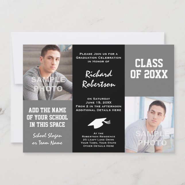 Invitation Obtention du diplôme faite sur commande élégante (Devant)