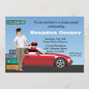 Invitation Obtention du diplôme masculine de partie de tronc