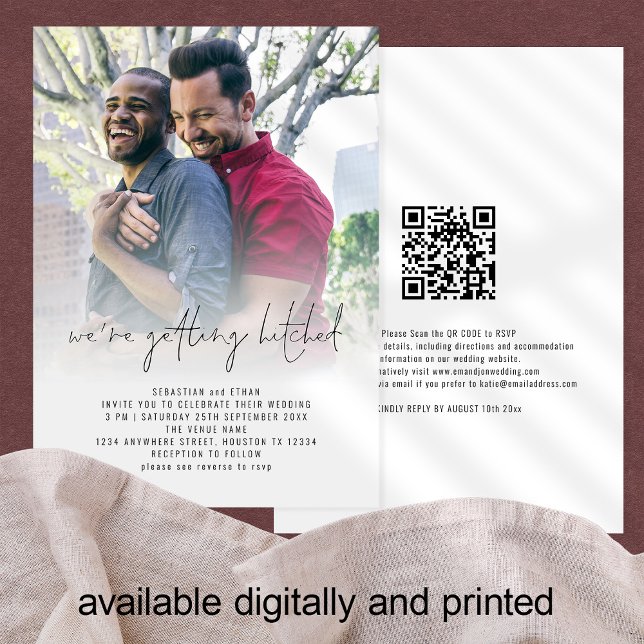 Invitation Obtention Hittement QR Photo Overlay Mariage gay (Créateur téléchargé)