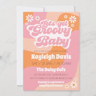 Invitation Obtient Super Retro les années 70 Baby shower Invi