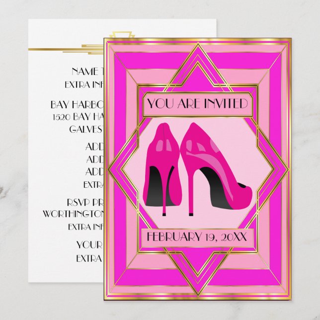 Invitation Occasion spéciale de talons hauts roses (Devant / Derrière)