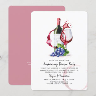 Invitation Occasion Vin & Dîner Anniversaire Style Rouge
