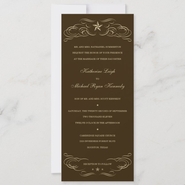 Invitation Occasions de mariage Brown et beige (Devant)