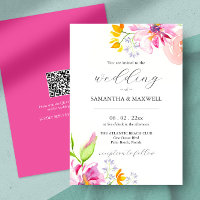 Occasions de mariage floral aquarelle avec code QR