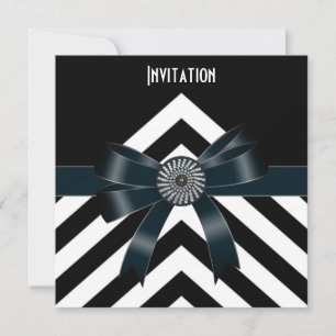 Invitation Occasions d'invitation Black White Stripe Black Bo