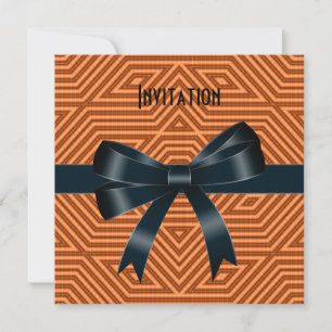 Invitation Occasions d'invitation Rayure orange Nœud noir