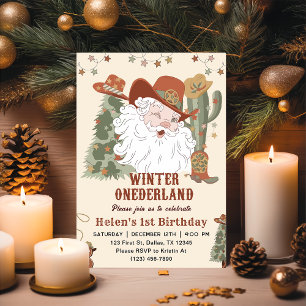 Invitation Occidental Père Noël Winter Onederland Noël Annive