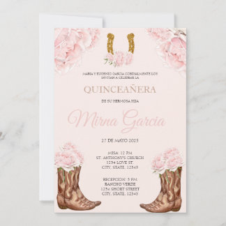 Invitation Occidental Rose Charra Thématique Quinceanera Invi