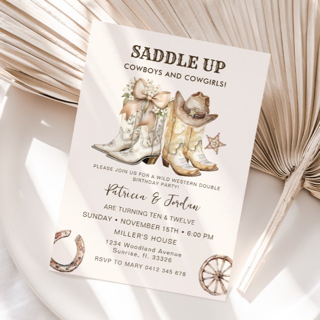 Invitation Occidentale Cowboy Coowgirl Anniversaire (Créateur téléchargé)