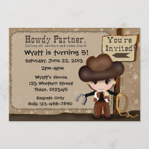 Invitation occidentale d'anniversaire de cowboy